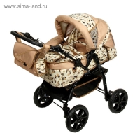 Коляска-трансформер &laquo;Пилот&raquo;, пластиковые колёса, оттенки бежевого, рисунок МИКС