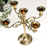 Подсвечник металл на 5 свечей "Лаконичность" цвет латуни 26,5х27,5х10 см Подсвечник металл на 5 свечей "Лаконичность" цвет латуни 26,5х27,5х10 см