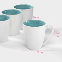 Набор фарфоровых кружек Доляна «Палитра», 4 предмета: 350 мл, цвет белый Набор фарфоровых кружек Доляна «Палитра», 4 предмета: 350 мл, цвет белый