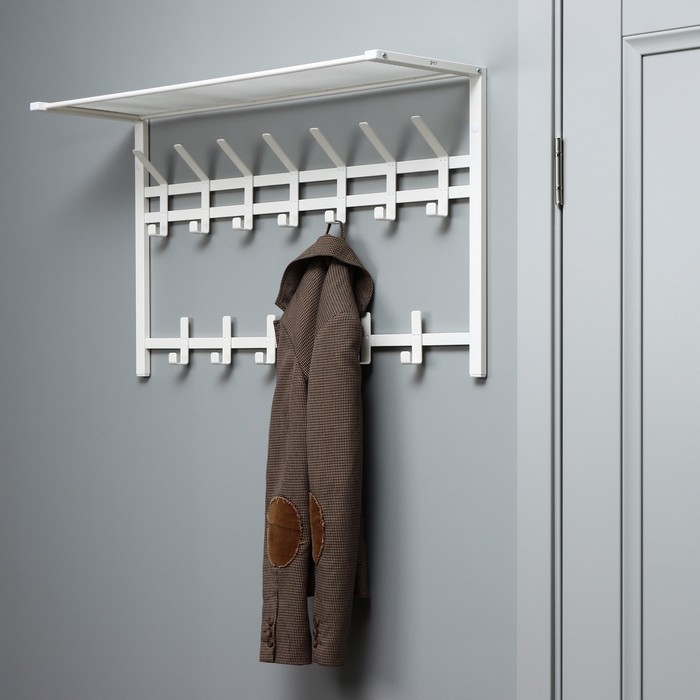 Вешалка с полкой «Торонто 32», 92,4×25,5×9,8 см, металл, цвет белый Вешалка с полкой «Торонто 32», 92,4×25,5×9,8 см, металл, цвет белый