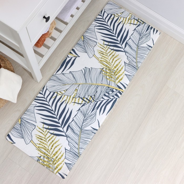 Коврик для ванной и туалета Доляна «Листья», 45×120 см Коврик для ванной и туалета Доляна «Листья», 45×120 см