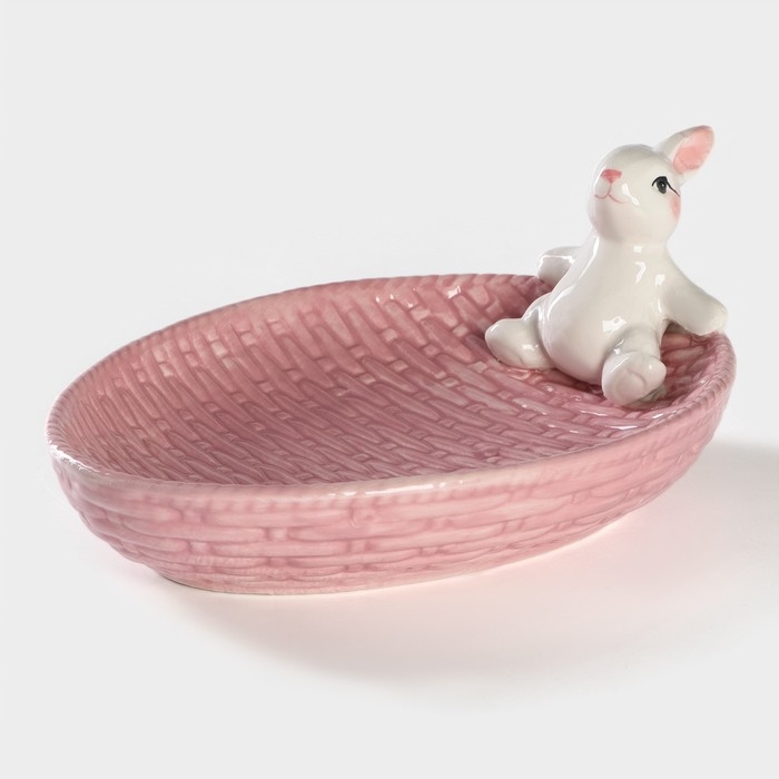 Блюдо сервировочное Доляна &laquo;Зайка&raquo;, 26&times;19,5&times;10,5 см, цвет розовый