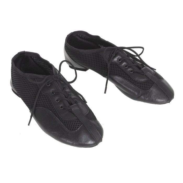 Джазовки &laquo;Спорт&raquo;, натуральная кожа, с сеткой, длина по стельке 19,5 см, цвет чёрный