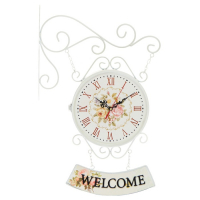 Часы настенные двусторонние, на подвесе "WELCOME", d-23 см, 47 х 31 см, 2 АА, белые Часы настенные двусторонние, на подвесе "WELCOME", d-23 см, 47 х 31 см, 2 АА, белые