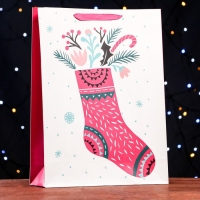 Новый год. Пакет ламинированный &laquo;Праздничный носок&raquo; 32 х 12 х 42 см