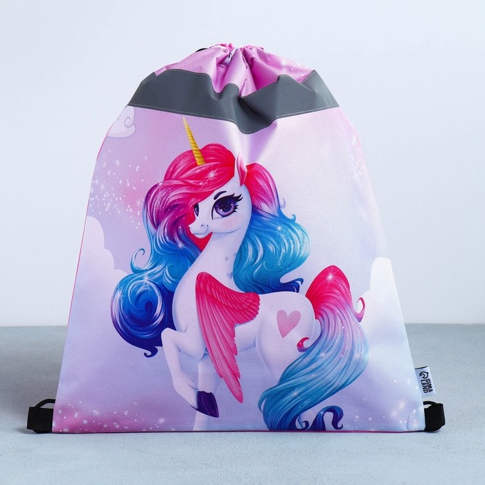 Мешок для обуви со светоотражающим элементом &laquo;Радужный единорог&raquo; 30 х 40 см