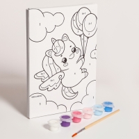 Картина по номерам для детей &laquo;Единорожка с шариками&raquo;, 21 х 15 см