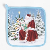 Новый год. Набор кухонный «Новогоднее чудо» варежка-прихватка 20х28см, прихватка 19х19см,100%хл Новый год. Набор кухонный «Новогоднее чудо» варежка-прихватка 20х28см, прихватка 19х19см,100%хл