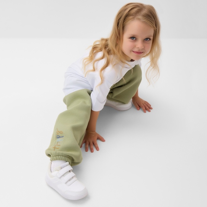 Брюки детские MINAKU: Exclusive print, цвет оливковый, Oversize рост 158 см