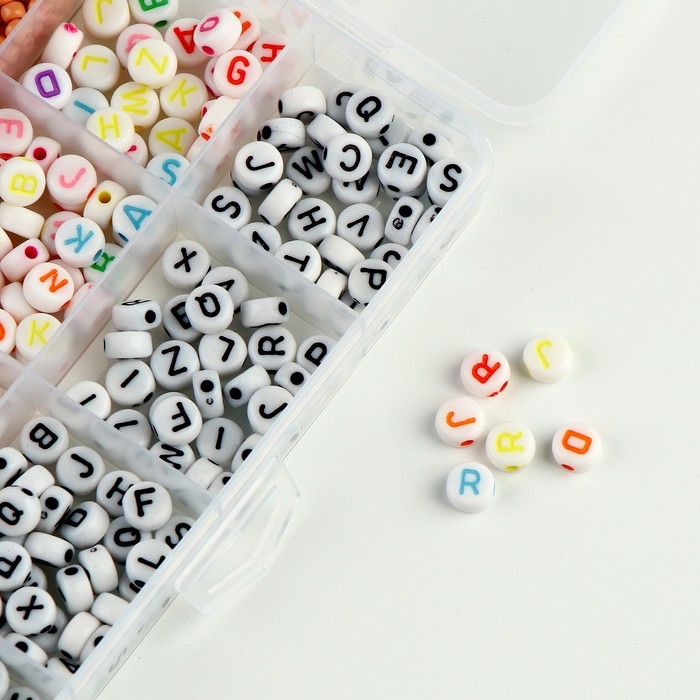 Набор для создания украшений, набор 24 цвета,1 шт. &mdash; 3 мм, 400 букв, леска, фурнитура, ножницы