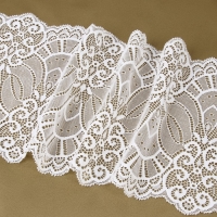 Кружевная эластичная ткань, 185 мм &times; 2,7 &plusmn; 0,5 м, цвет белый