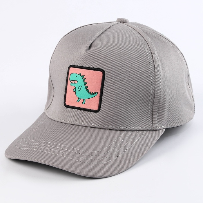 Кепка детская для мальчика &laquo;Динозаврик&raquo;, цвет серый, р-р 52-54, 5-7 лет