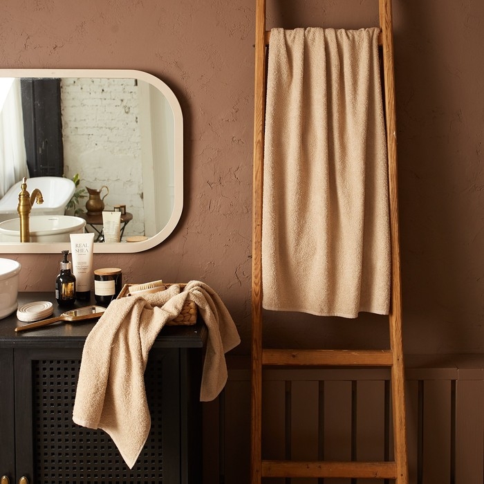 Полотенце махровое Экономь и Я 50*90 см, цв. бежевый, 100% хлопок, 320 гр/м2