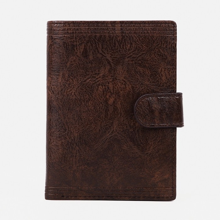 Портмоне мужское на кнопке, 3 в 1, для автодокументов, паспорта, карт, купюр, цвет коричневый Портмоне мужское на кнопке, 3 в 1, для автодокументов, паспорта, карт, купюр, цвет коричневый