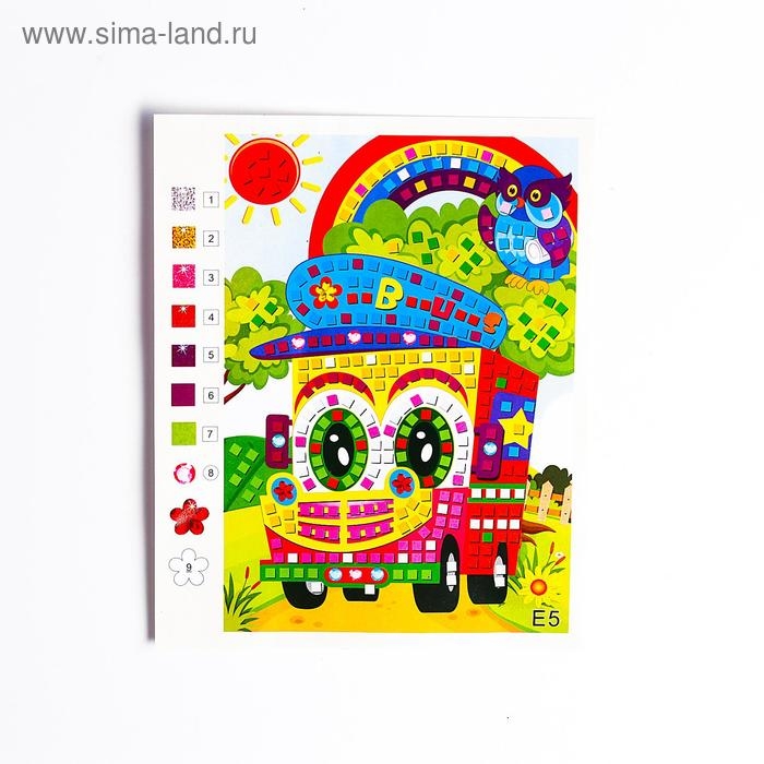 Мозаика стикерная &laquo;Веселый автобус&raquo; блестки, стразы