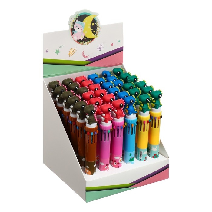 Ручка шариковая автоматическая, 10-ти цветная, Ручка шариковая автоматическая, 10-ти цветная, "Дракон", МИКС