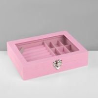 Подставка для украшений «Шкатулка», 7 полос, 9 ячеек, 20,5×15×5 см, цвет розовый Подставка для украшений «Шкатулка», 7 полос, 9 ячеек, 20,5×15×5 см, цвет розовый