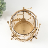 Подсвечник металл, стекло на 1 свечу "Веточки с шариками" d=10 см золото 20 см