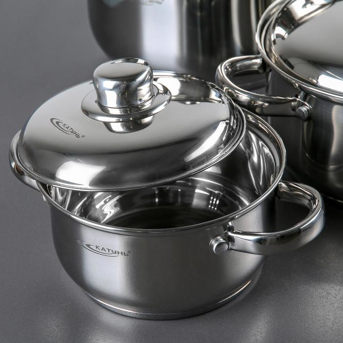 Набор кастрюль &laquo;Гретта&raquo;, 4 предмета: 1,8 л, 2,5 л, 3,4 л, 4,5 л, металлические крышки, капусльное дно, индукция