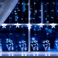 Гирлянда «Бахрома» 2.4 × 0.9 м с насадками «Олень», IP20, прозрачная нить, 138 LED, свечение белое, 8 режимов, 220 В Гирлянда «Бахрома» 2.4 × 0.9 м с насадками «Олень», IP20, прозрачная нить, 138 LED, свечение белое, 8 режимов, 220 В