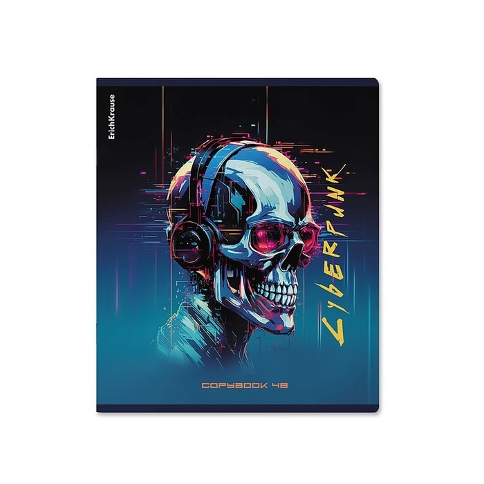 Тетрадь 48 листов в клетку, ErichKrause Cyberpunk, обложка мелованный картон, металлизированная ламинация, твин-лак, блок офсет 100% белизна, МИКС Тетрадь 48 листов в клетку, ErichKrause Cyberpunk, обложка мелованный картон, металлизированная ламинация, твин-лак, блок офсет 100% белизна, МИКС