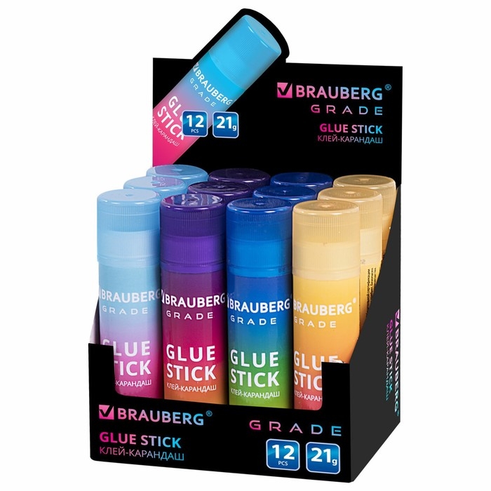 Клей-карандаш PVP 21г BRAUBERG GRADE, в градиентном корпусе, ассорти 271247 Клей-карандаш PVP 21г BRAUBERG GRADE, в градиентном корпусе, ассорти 271247