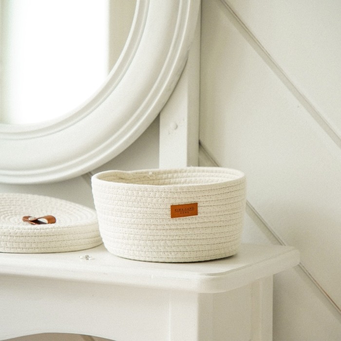 Корзина для хранения SL Home &laquo;Бэлл&raquo;, плетёная ручной работы, большая, 32&times;32&times;16 см, цвет белый