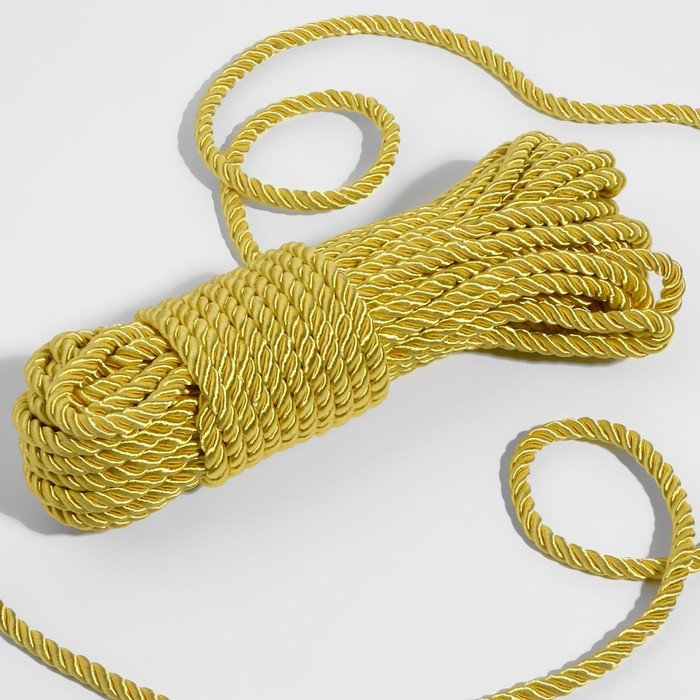 Шнур витой, d = 5 мм, 10 &plusmn; 1 м, цвет золотой