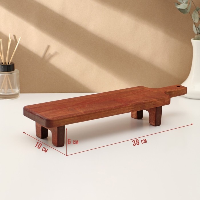 Доска разделочная для подачи и сервировки с ручкой, на ножках, 38&times;10&times;6 см, берёза