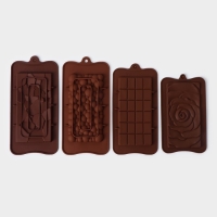 Набор форм для шоколада Доляна &laquo;Плитки шоколада&raquo;, 4 шт, силикон, цвет коричневый
