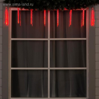 Гирлянда &laquo;Сосульки рифленые&raquo; 2.5 &times; 0.3 м, IP65, прозрачная нить, 192 LED, свечение красное с эффектом стекания, 12 В