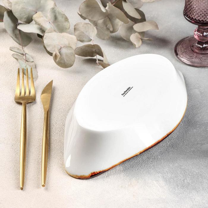 Блюдо керамическое сервировочное «Сапфир», 25,5×14×5,5 см, цвет оранжевый Блюдо керамическое сервировочное «Сапфир», 25,5×14×5,5 см, цвет оранжевый