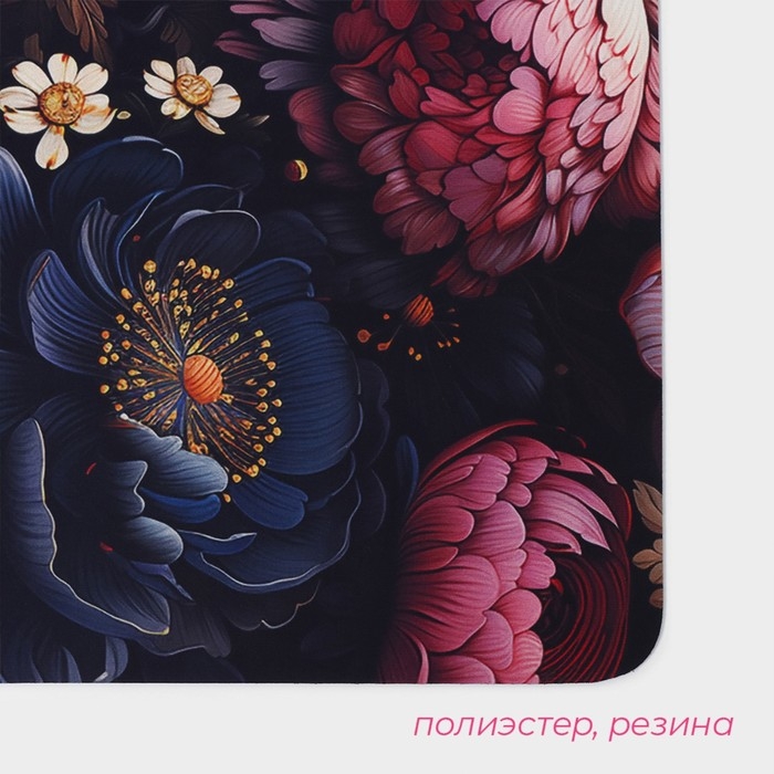 Коврик для дома Доляна Black Flowers, влаговпитывающий, 40&times;60 см