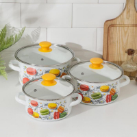 Набор кастрюль «Цветное печенье», 3 предмета: 1,5 л, 2 л, 3 л, крышки, индукция Набор кастрюль «Цветное печенье», 3 предмета: 1,5 л, 2 л, 3 л, крышки, индукция