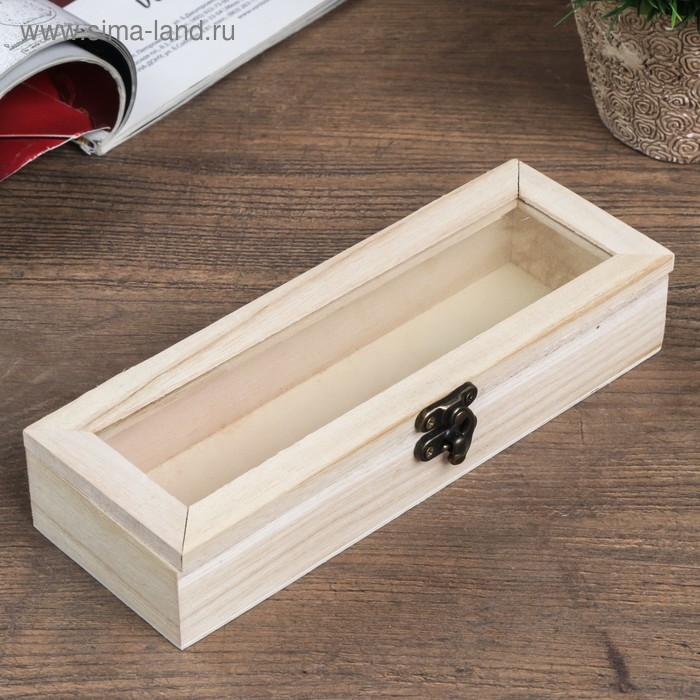 Шкатулка дерево под роспись со стеклом 3,8х19,7х7 см Шкатулка дерево под роспись со стеклом 3,8х19,7х7 см