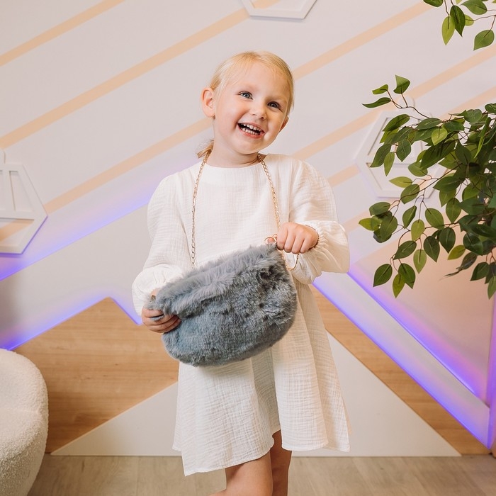 Сумка плюшевая, 24х19х3 см, цвет серый Сумка плюшевая, 24х19х3 см, цвет серый