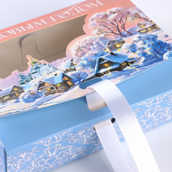 Коробка новогодняя складная «Зимняя деревня» 16.5 х 12.5 х 5 см, Новый год Коробка новогодняя складная «Зимняя деревня» 16.5 х 12.5 х 5 см, Новый год