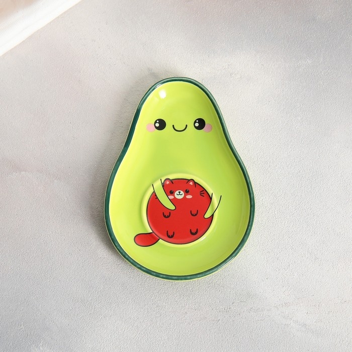 Чайная пара керамическая «Авокотя», кружка 100 мл, блюдце 14х10 см, цвет зелёный-коричневый Чайная пара керамическая «Авокотя», кружка 100 мл, блюдце 14х10 см, цвет зелёный-коричневый