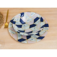 Тарелка стеклянная Доляна «Розовый мрамор», d=23 см Тарелка стеклянная Доляна «Розовый мрамор», d=23 см