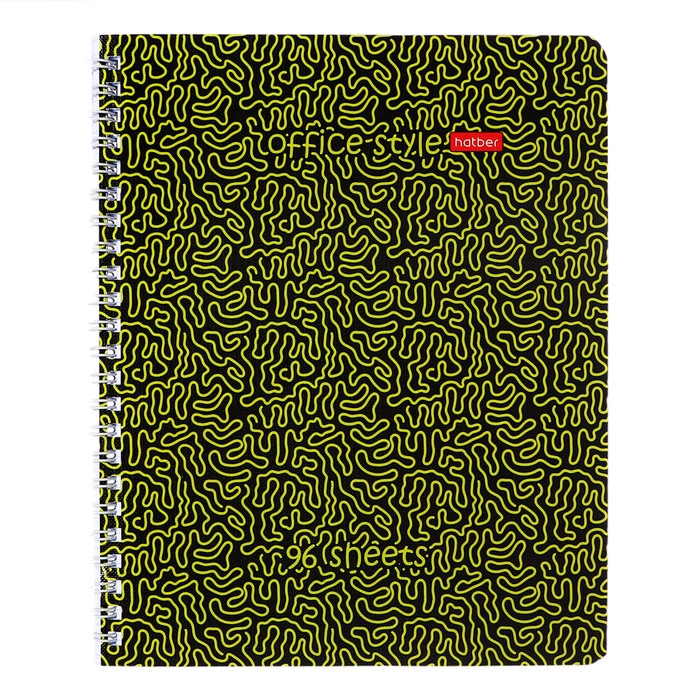 Тетрадь 96 листов в клетку на гребне Тетрадь 96 листов в клетку на гребне "Лабиринт", обложка мелованный картон, глянцевая ламинация, тиснение, блок 65 г/м2, МИКС