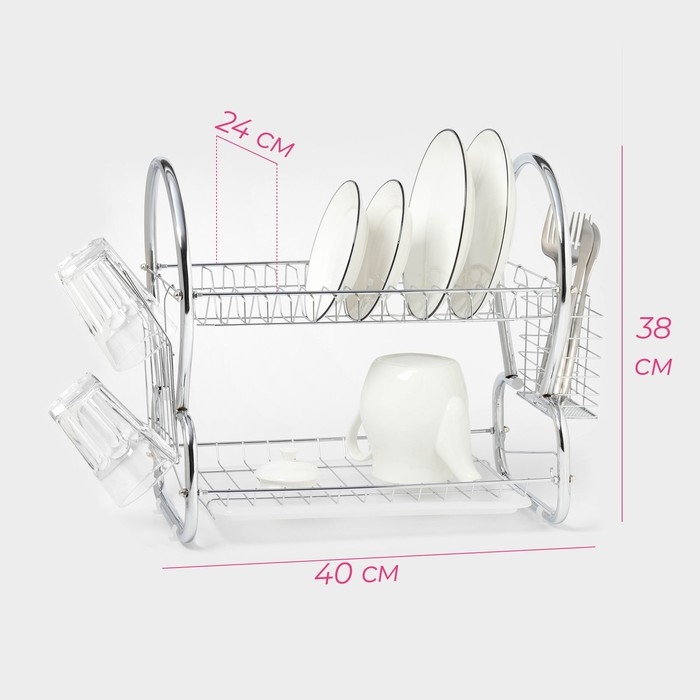 Сушилка для посуды Доляна &laquo;Стойка&raquo;, 8-образная, 40&times;23,5&times;34 см, цвет хромированный