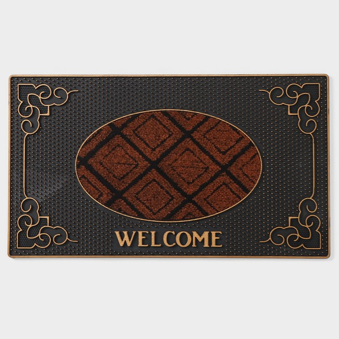 Коврик придверный резиновый Доляна Welcome, 40&times;70 см, цвет МИКС