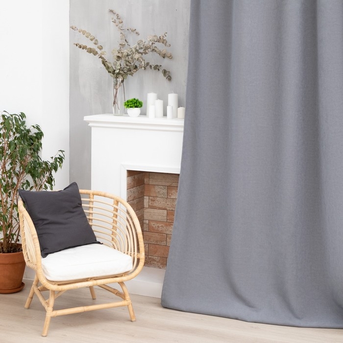 Штора портьерная Этель &laquo;Структурная&raquo;, цвет серый, на шторной ленте, 145х265 см, 100% п/э