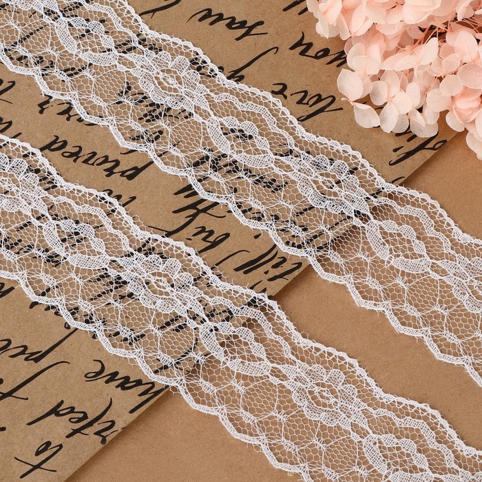 Кружево капроновое, 40 мм &times; 10 &plusmn; 1 м, цвет белый