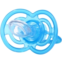 Соска - пустышка силиконовая ортодонтическая &laquo;Бантик&raquo;, от 3 мес., с колпачком, цвет голубой
