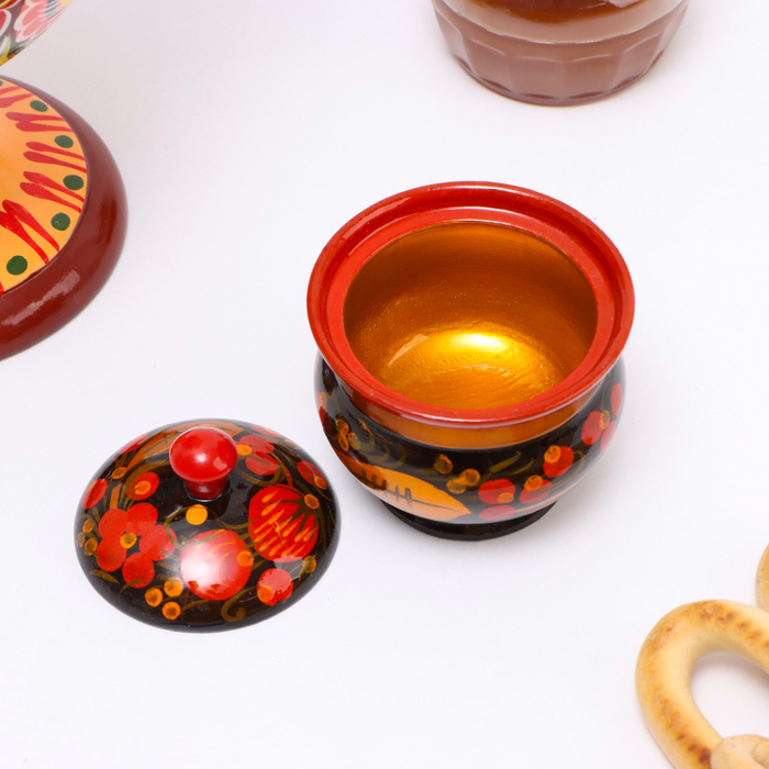 Солонка &laquo;Ягодка&raquo;, 7 х 7 см, хохлома