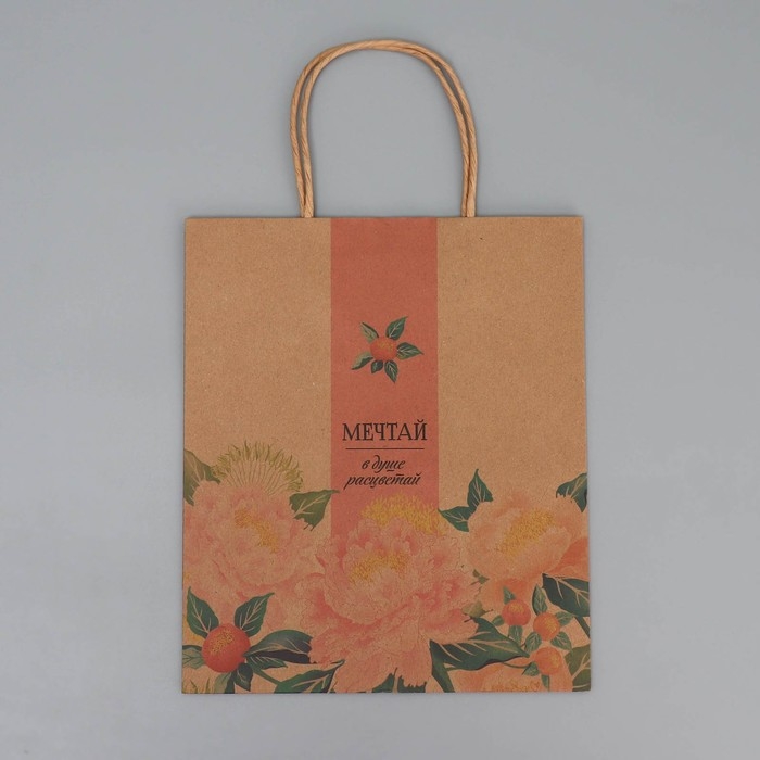 Пакет подарочный крафтовый, упаковка, &laquo;Мечтай&raquo;, ML 23 х 27 х 11.5 см