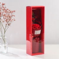 Букет из мыльных лепестков "Роза и эвкалипт" красный 7,5х11х34,5 см Букет из мыльных лепестков "Роза и эвкалипт" красный 7,5х11х34,5 см