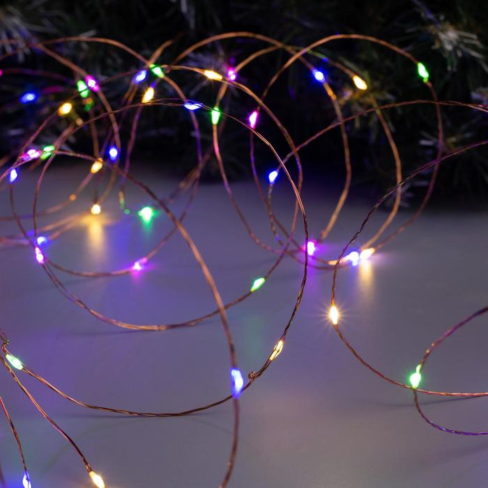 Гирлянда &laquo;Нить&raquo; 20 м роса, IP20, медная нить, 200 LED, свечение мульти, 12 В