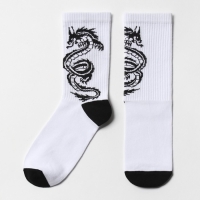 Носки, цвет белый/черный дракон, р-р 29 Носки, цвет белый/черный дракон, р-р 29